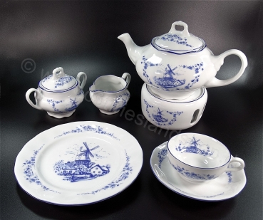 Preview: Komplettes 21 teiliges Teeservice für 6 Personen Dekor Windmühle Preview: Komplettes 21 teiliges Teeservice für 6 Personen Dekor Windmühle