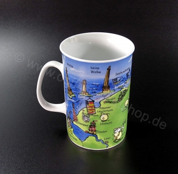 Preview: Kaffeebecher / Teebecher / Kakaubecher Karte von Ostfriesland Preview: Kaffeebecher / Teebecher / Kakaubecher Karte von Ostfriesland