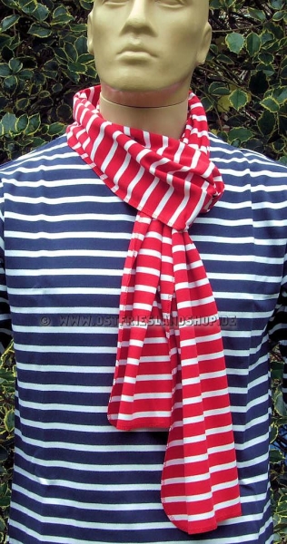 Bretonischer Schal mit Kettelband rot/weissgestreift