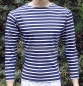 Preview: Bretonisches Damenfischerhemd Blau/Weissgestreift