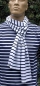 Preview: Bretonischer Schal mit Kettelband weiss/blaugestreift