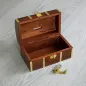 Preview: Spardose / Schatztruhe Holz mit Messingstreifen ca.14 x 8 x 6,5 cm mit Schloss