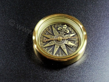 Preview: Kompass mit 3D Windrose aus Messing