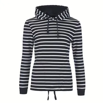 Bretonisches Kapuzenshirt Rot/Weissgestreift Damen