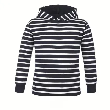 Bretonisches Kinderkapuzenshirt Blau/Weissgestreift