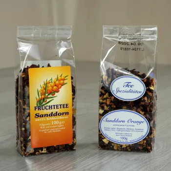 Sanddorntee Set mit zwei verschiedenen Sorten Tee