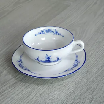 Teetasse mit Untertasse klein 0,14 Liter Dekor Windmühle