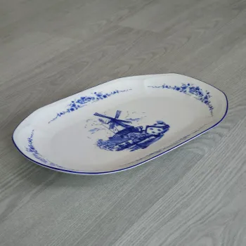 Untersatzplatte für Sahnegiesser und Zuckerdose Dekor Windmühle