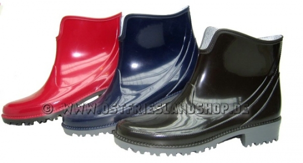 Damen Halbstiefel / Regenstiefel mit farblich abgestimmter Sohle in 3 Farben