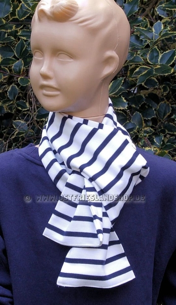 Bretonischer Kinderschal Weiss/Blaugestreift