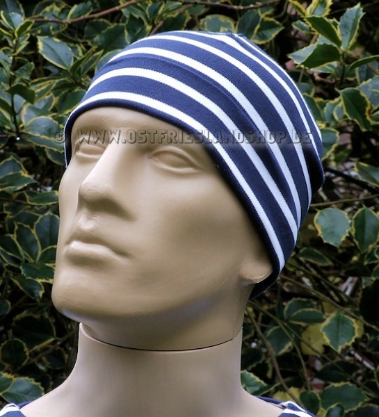 Bretonische Rollmütze blau/weissgestreift