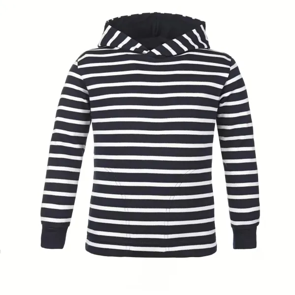 Bretonisches Kinderkapuzenshirt Blau/Weissgestreift