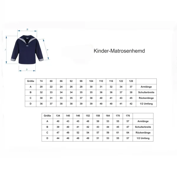 Kinder Matrosenhemd in weiss oder marine