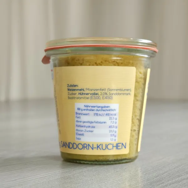 Sanddorn Kuchen im Glas 140 g