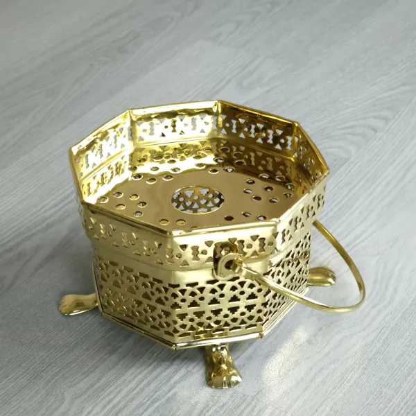 Teestövchen Teewärmer Messing 8-eckig mit Bügelgriff - 15,5 cm