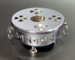Teestövchen Teewärmer Messing verchromt mit Füssen und Henkeln 11,5 cm