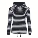 Bretonisches Kapuzenshirt Rot/Weissgestreift Damen