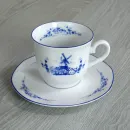 Kaffeetasse mit Untertasse Dekor Windmühle
