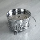 Teestövchen Teewärmer Messing verchromt mit Bügelgriff - 15,5 cm